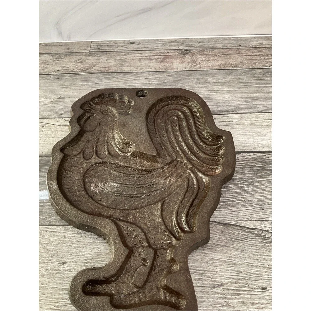 Vintage Cast Iron Rooster Wall Hanging Mould  J. Wright Farmhouse Decor Cookie